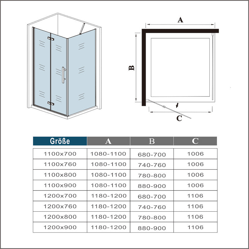 Duschkabine duschtür Glas nische Drehtür