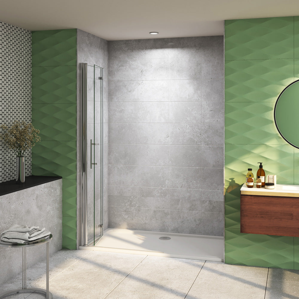 Walk in Duschtür Dusche Duschabtrennung 96 cm Höhe 195 cm Glas Drehfalttür