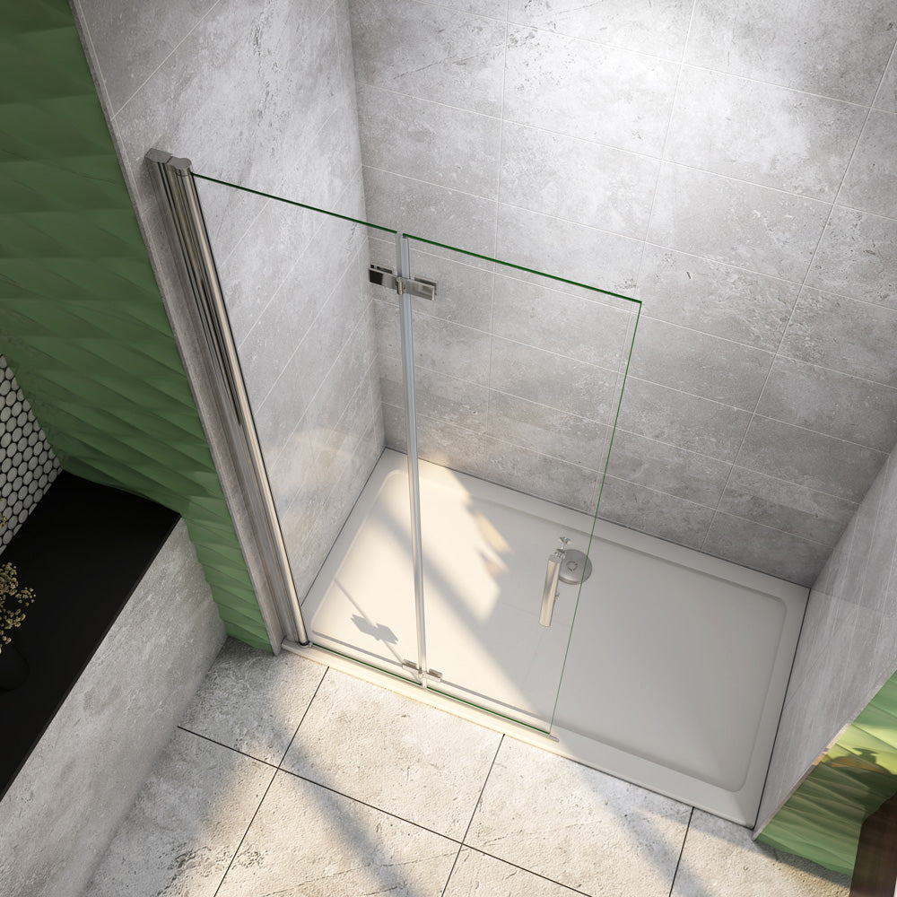 Walk in Duschtür 76 cm Höhe 195 cm Glas Drehfalttür Dusche Duschabtrennung