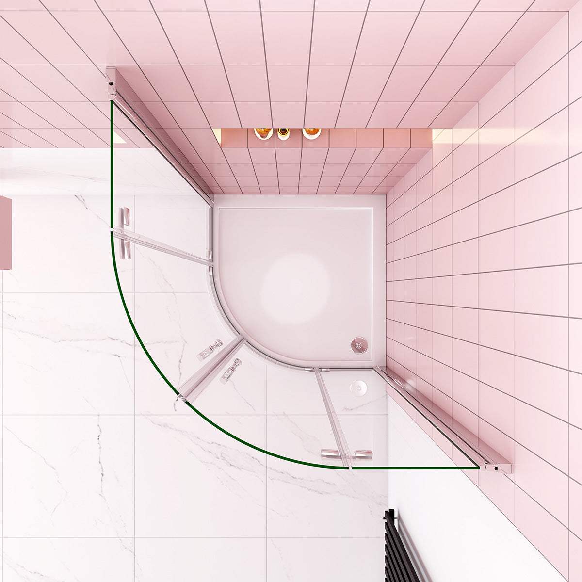 Duschabtrennung Rundduschen 90x90 cm Höhe 195cm Glas Falttür Dusche