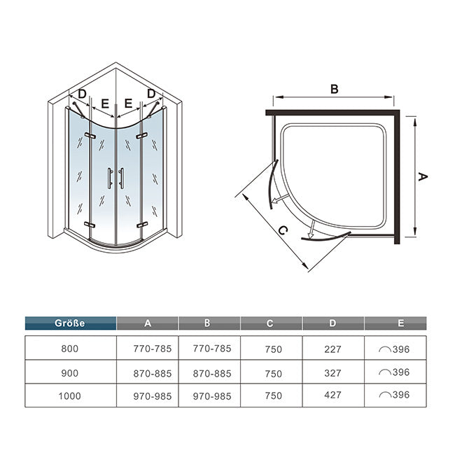Rundduschen Duschkabine 80x80 90x90 cm Glas duschtür