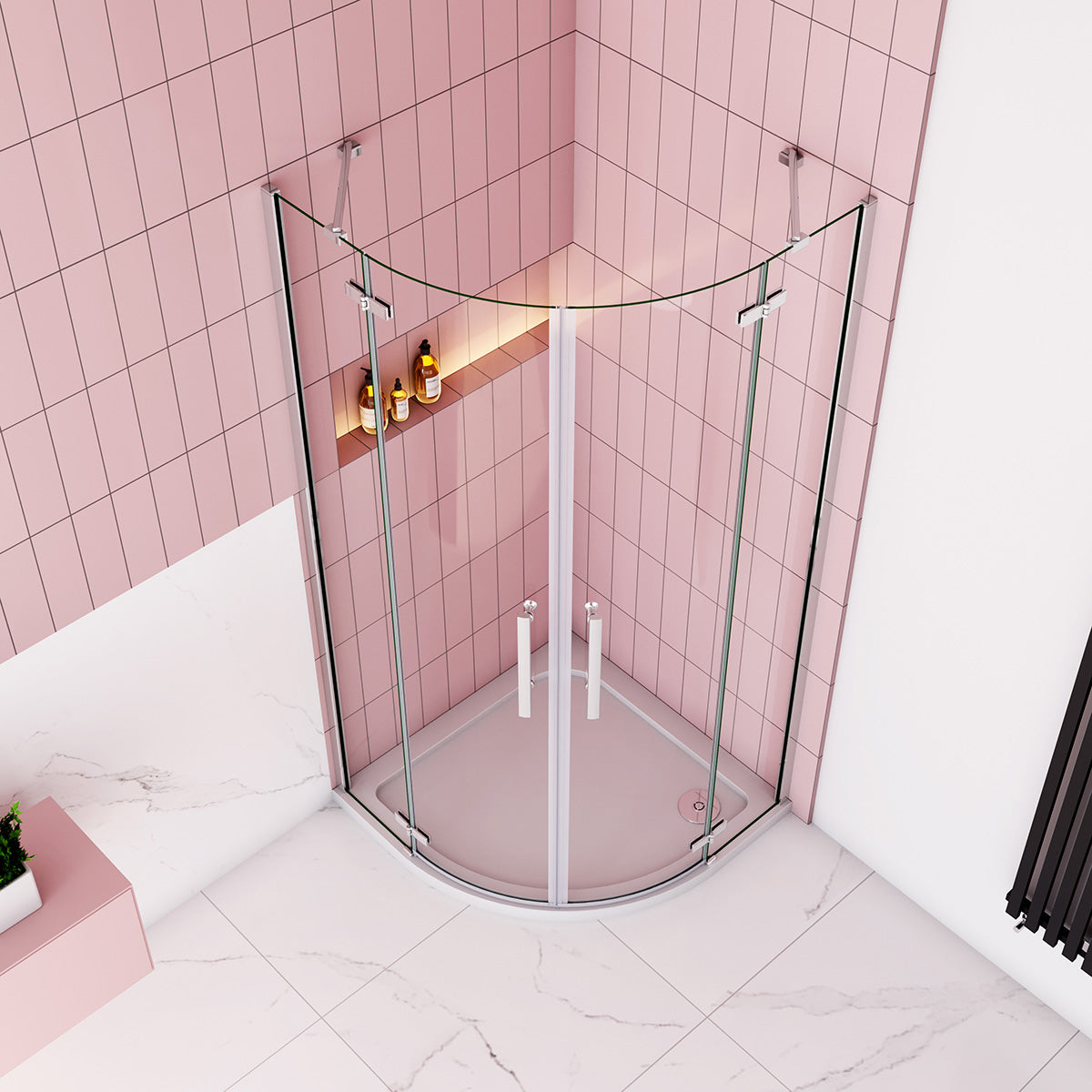 Rundduschen Glas Drehtür 80x80 cm Höhe 195cm Dusche Duschabtrennung