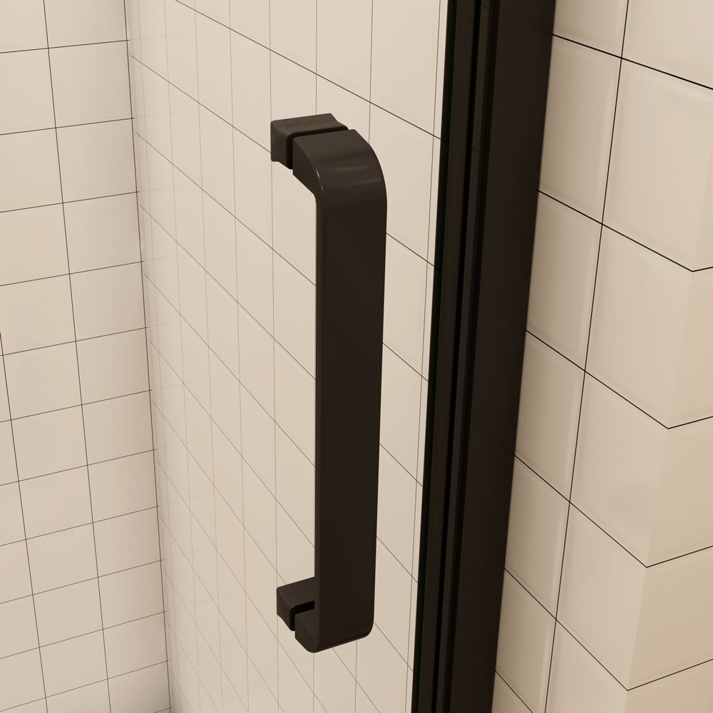 Drehtür 120 cm Nischentür Schwarz Dusche Duschtür mit Festteil 8 mm NANO Glas H.195 cm