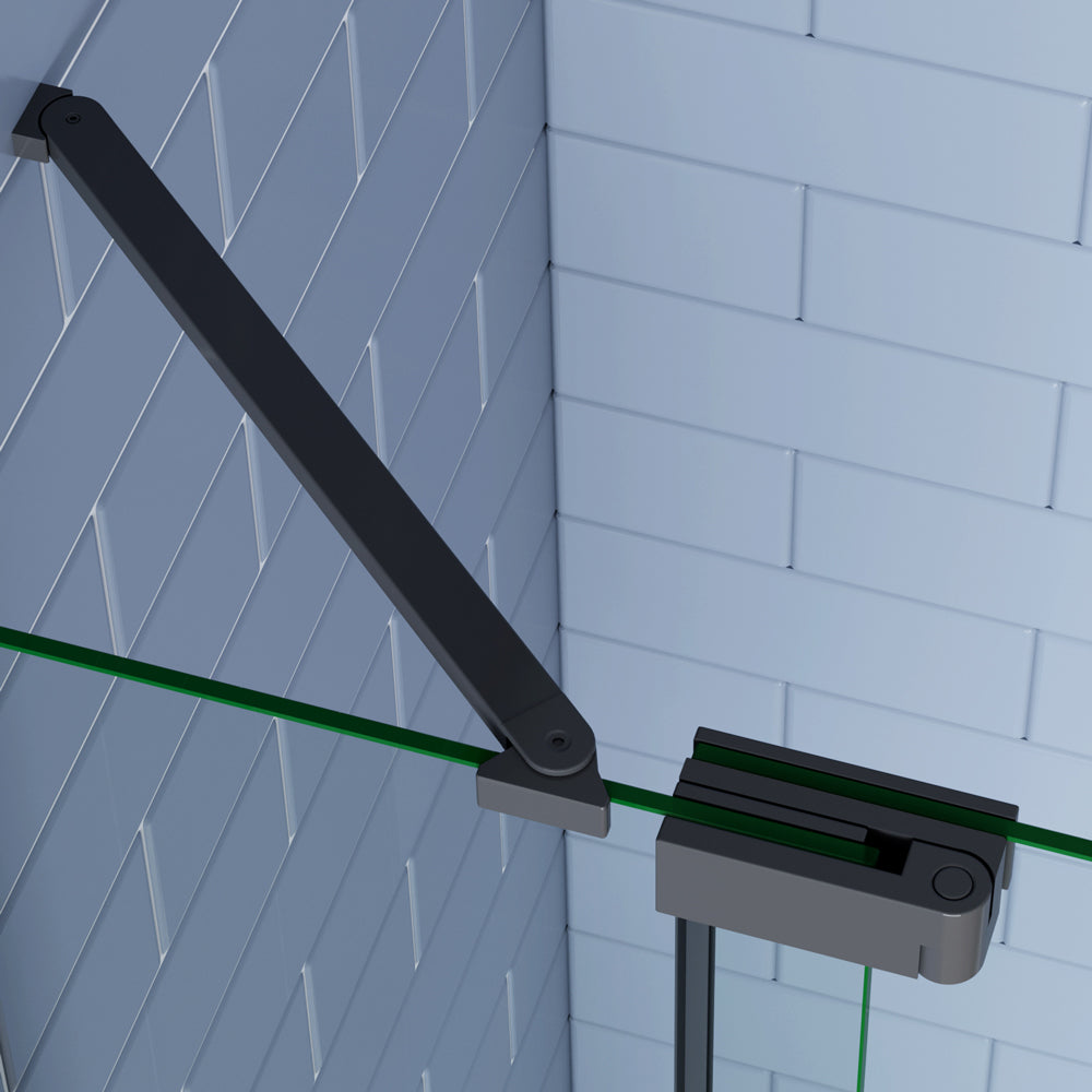 Walk In Drehtür 8 mm NANO Glas 76 cm Schwarz Duschabtrennung Dusche H.195 cm