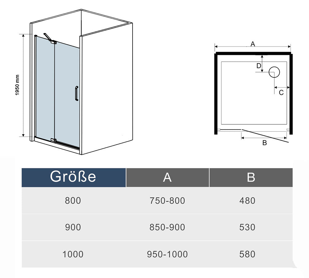 Drehtür Duschkabine 90x90 80x80 cm Glas duschtür