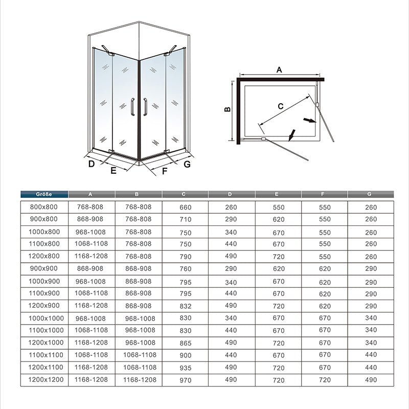 Duschkabine 90x90 80x80 cm Glas duschtür dusche Drehtür