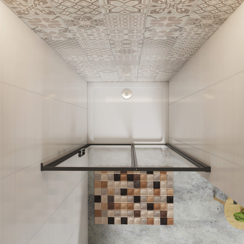 Nischentür Glas Gerahmte schwarz Dusche Duschabtrennung 90 cm Höhe 185 cm