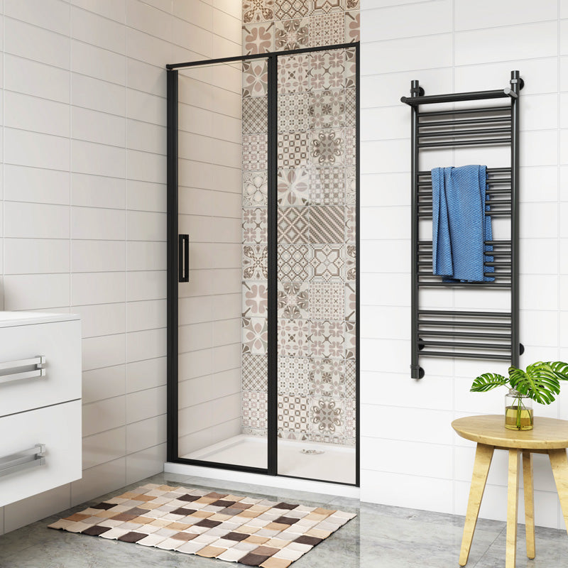 Duschabtrennung Nischentür Glas Gerahmte schwarz Dusche 90 cm Höhe 185 cm