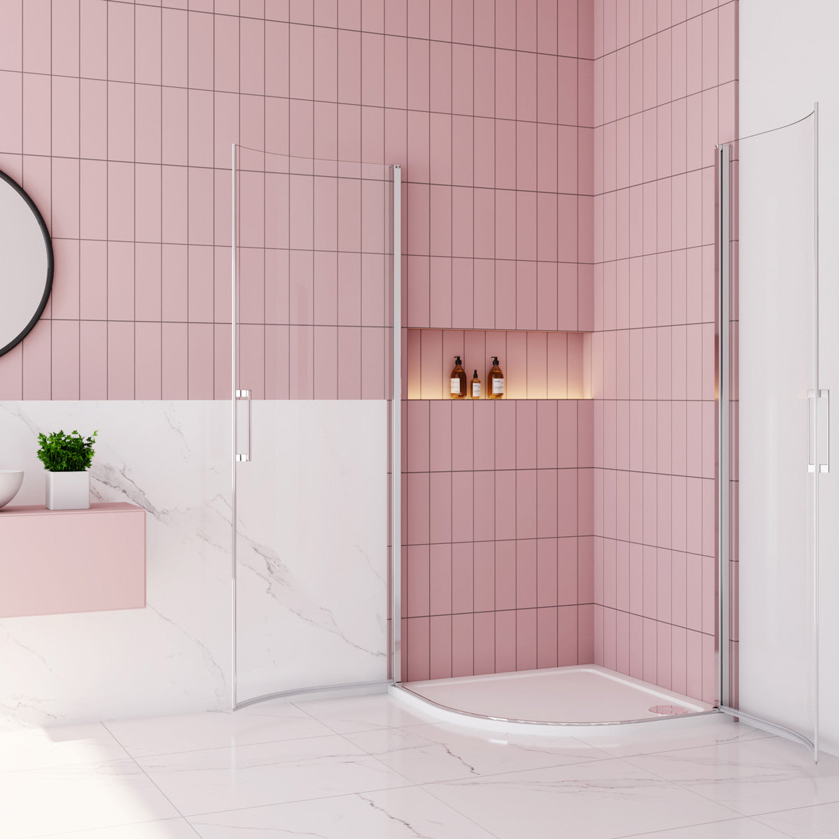 Rundduschen 90x90 cm Höhe 195cm Glas Drehtür Dusche Duschabtrennung