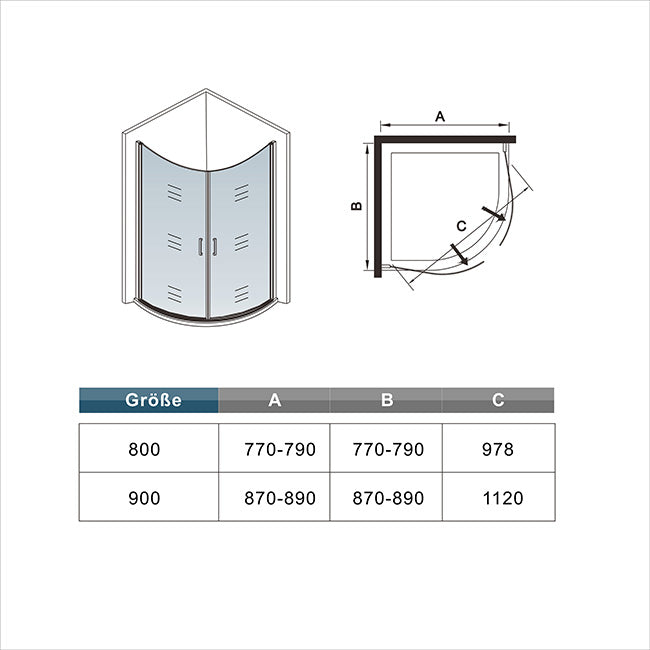 Rundduschen Duschkabine 90x90 80x80 cm Glas duschtür dusche