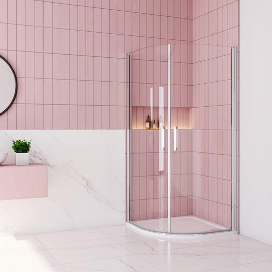 Rundduschen Dusche Duschabtrennung Drehtür 90x90 cm Höhe 195cm Glas