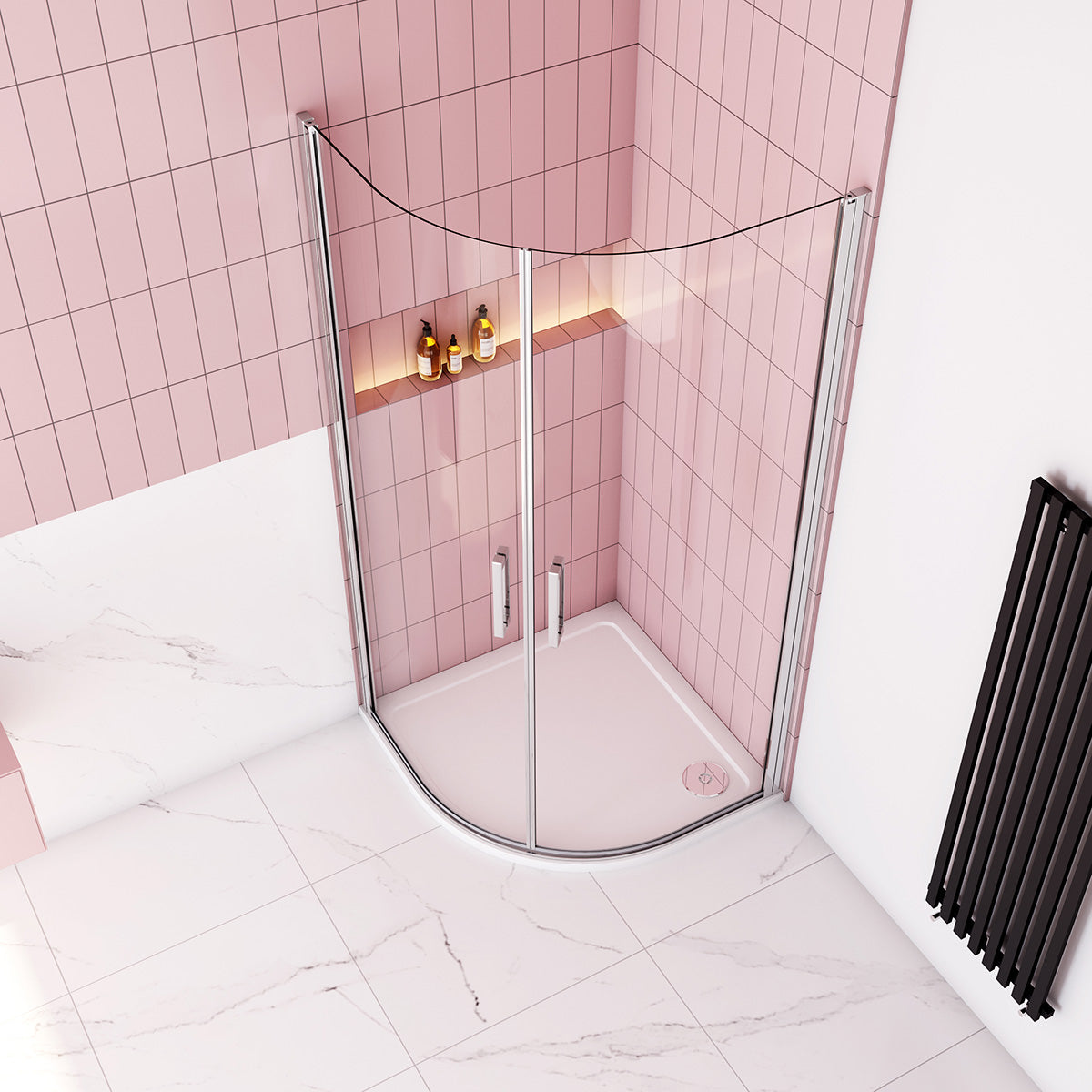 Rundduschen 80x80 cm Höhe 195cm Dusche Duschabtrennung Glas Drehtür