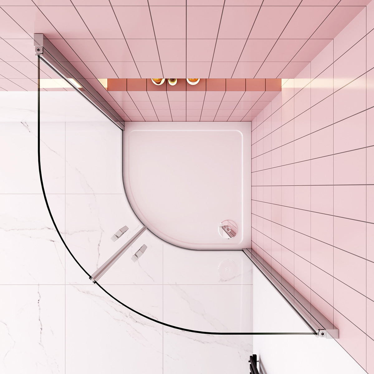 Duschabtrennung Rundduschen 90x90 cm Höhe 195cm Glas Drehtür Dusche