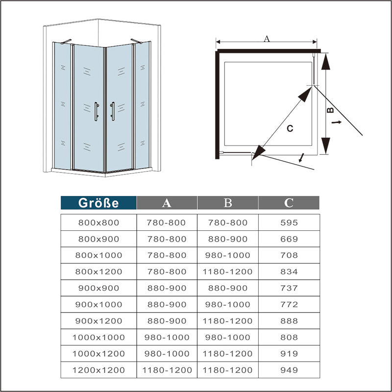 Duschkabine 90x90 80x80 cm Glas duschtür dusche Eckeinstieg