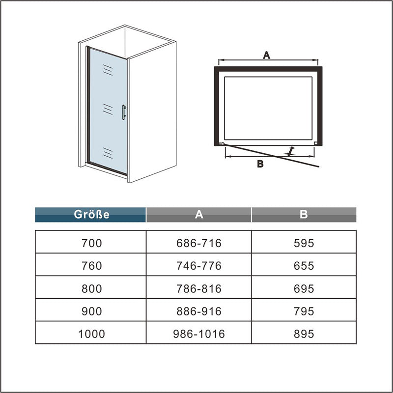 Drehtür Duschkabine duschtür Glas nische dusche