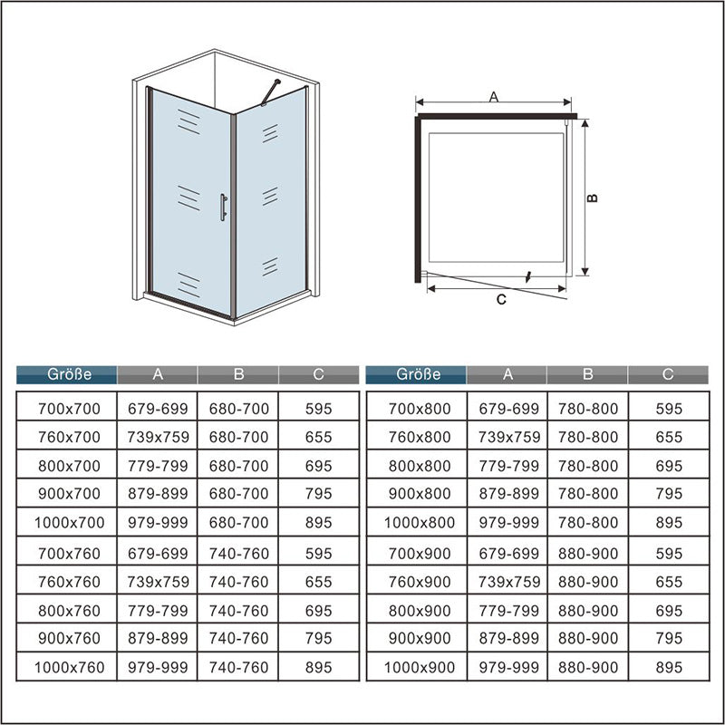 Drehtür Duschkabine duschtür Glas