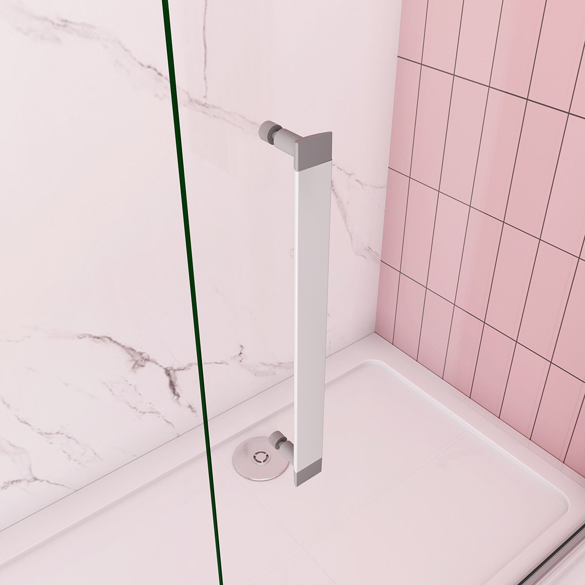 Walk in Duschtür Dusche 66 cm Höhe 185 cm Glas Drehtür Duschabtrennung