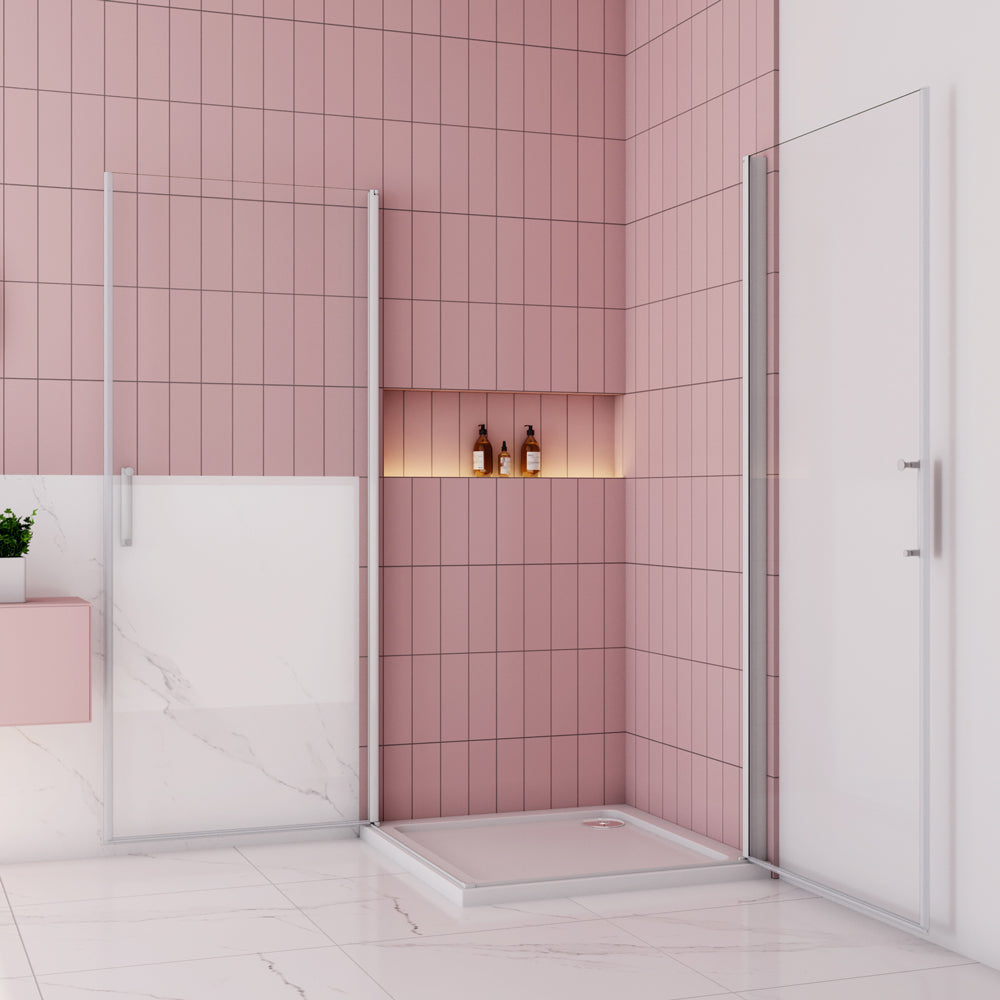 Duschkabine Eckeinstieg Duschabtrennung 70x70 cm Matt Grauweiß 5 mm Glas H.185 cm