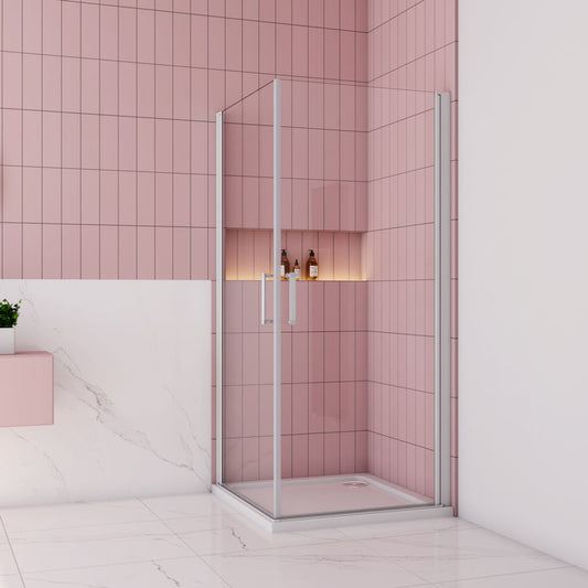 Duschkabine Eckeinstieg 5 mm Glas 90x90 cm Matt Grauweiß Duschabtrennung H.185 cm