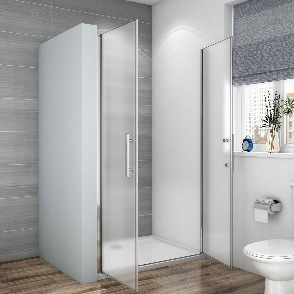 Pendeltür 90 cm Chrom Nischentür 6 mm Glas mit Splitterschutzfolie H.195 cm