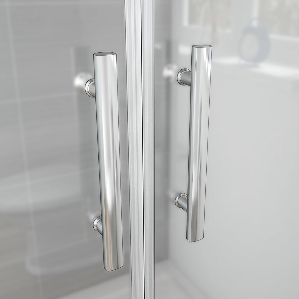 Pendeltür 95 cm H.195 cm Chrom Nischentür 6 mm Glas mit Splitterschutzfolie