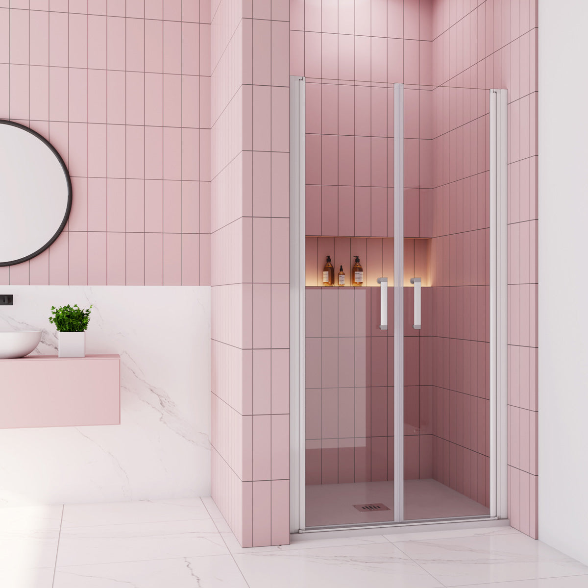 Nischentür 80 cm Höhe 185cm Doppelpendeltür Drehtür Dusche Duschabtrennung