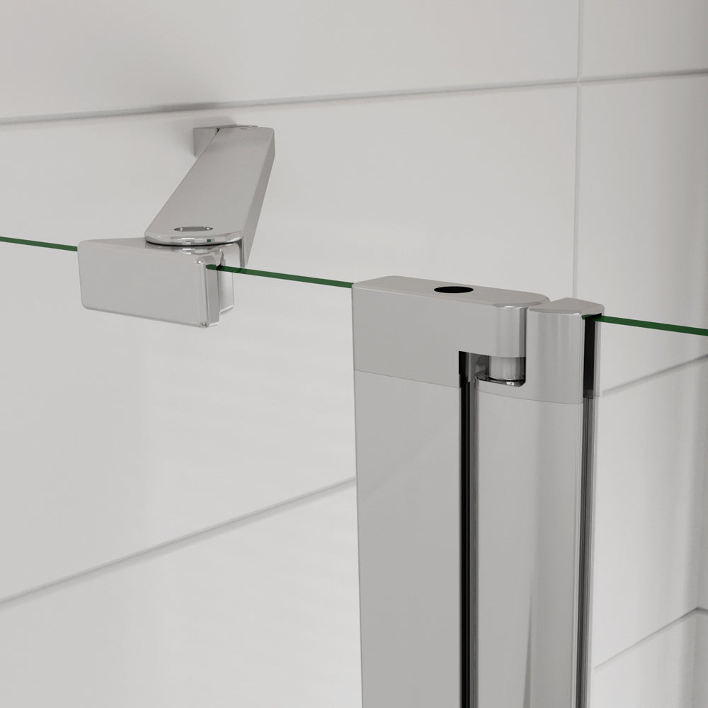 Drehtür 6 mm NANO Glas 90 cm Chrom Nischentür Duschtür mit Festteil Dusche H.195 cm
