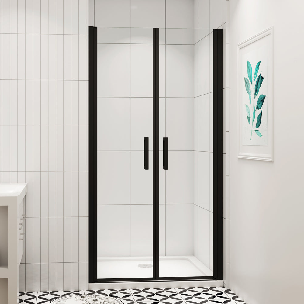 Pendeltür 8 mm NANO Glas 80 cm Schwarz Nischentür H.200 cm