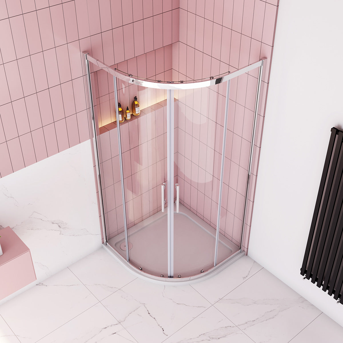 Duschabtrennung Rundduschen 80x80 cm Höhe 185cm Glas Schiebetür Dusche