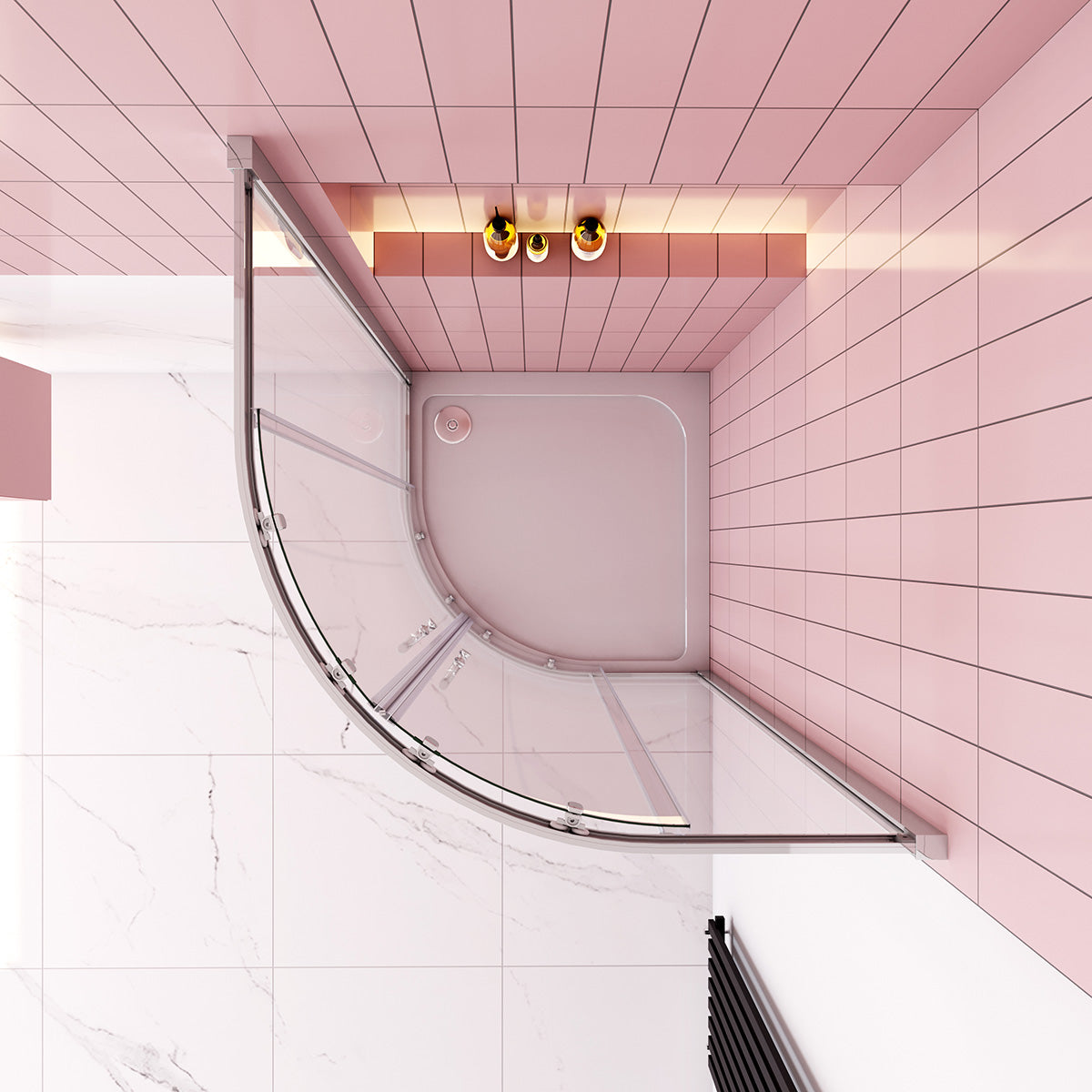 Rundduschen Dusche Duschabtrennung Schiebetür 90x90 cm Höhe 185cm Glas