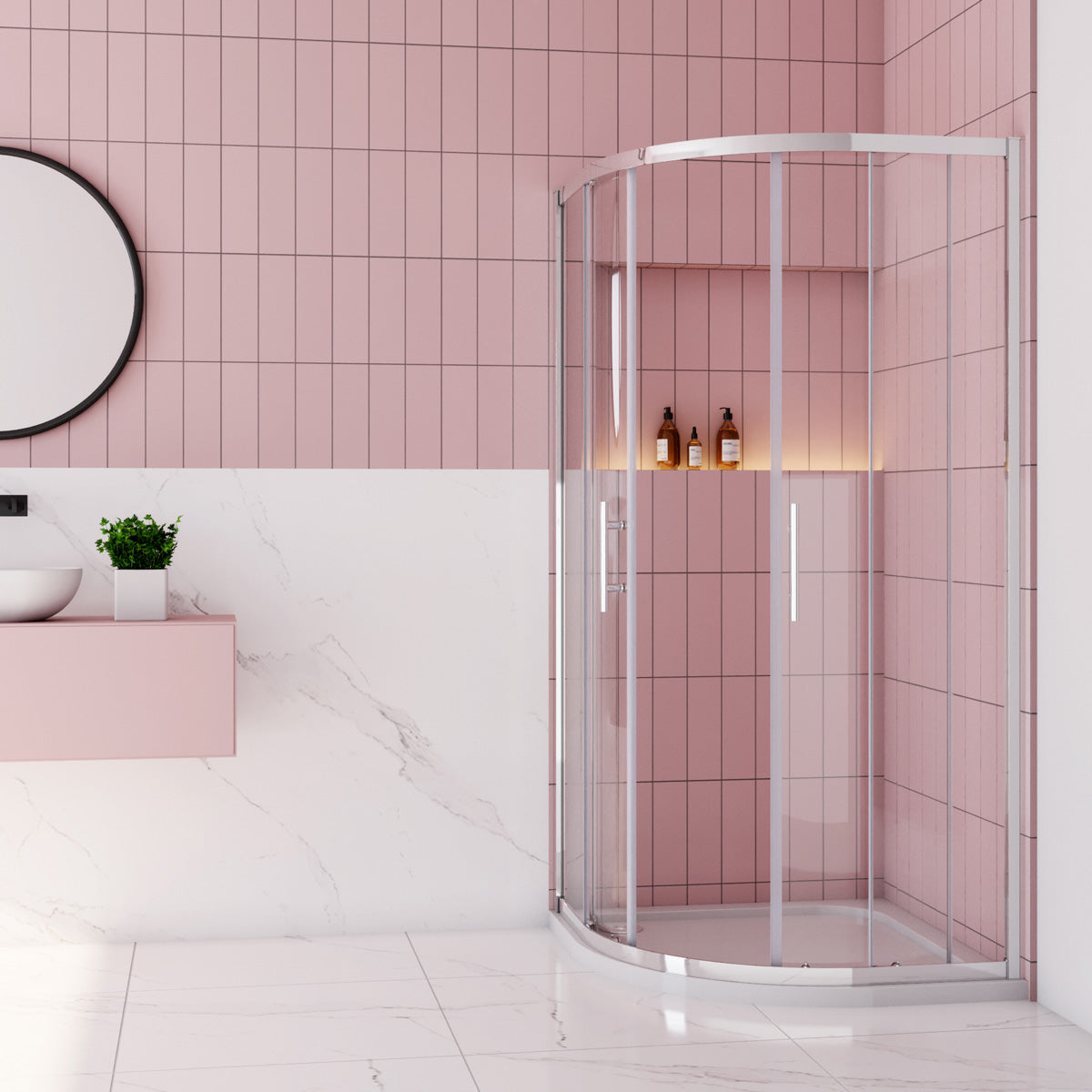 Rundduschen 80x80 cm Höhe 185cm Glas Schiebetür Dusche Duschabtrennung