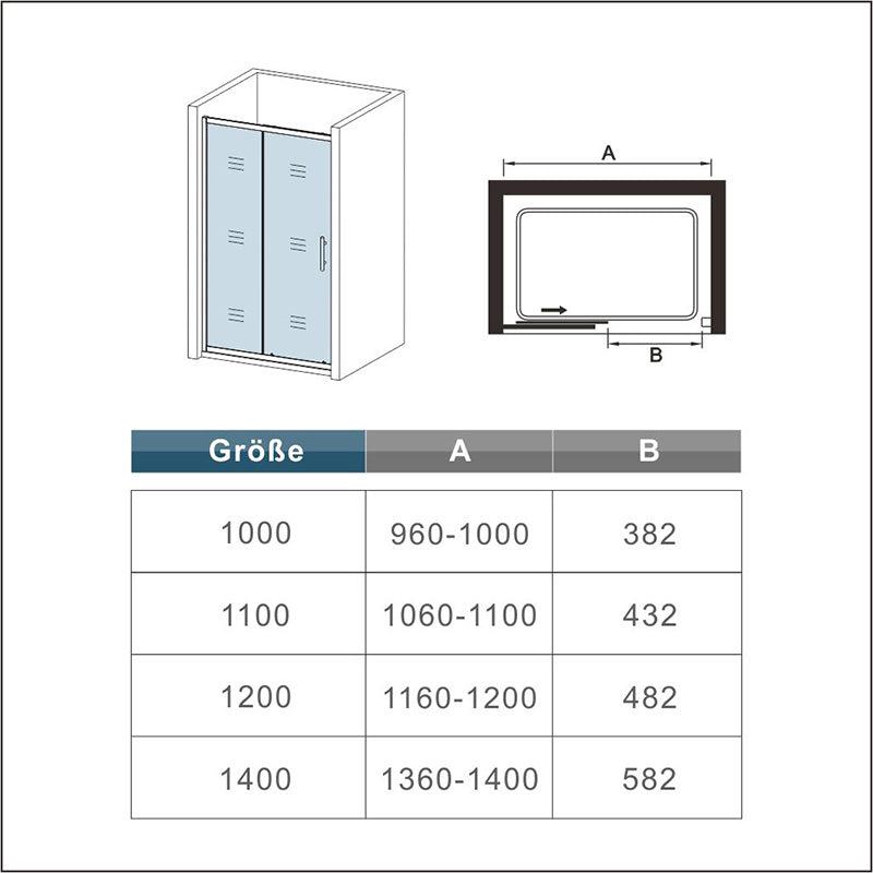 Duschkabine glastür nische Schiebetür