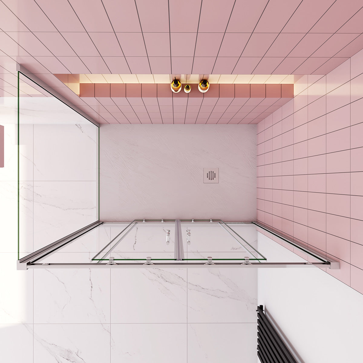 Duschtür+Seitenwand Duschkabine 120x76 cm Höhe 190 cm Schiebetür Dusche Duschabtrennung