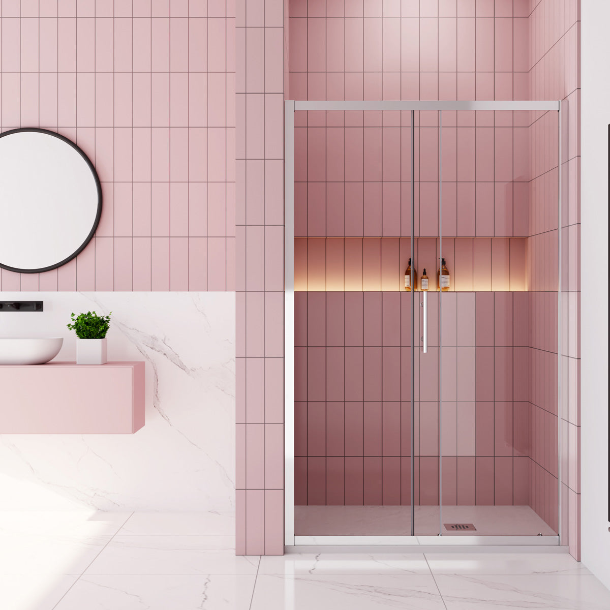 Nischentür Dusche Duschabtrennung 100 cm Höhe 190 cm Schiebetür