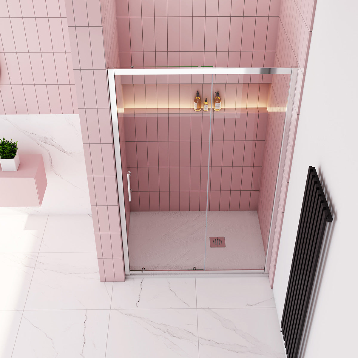 Nischentür 100 cm Höhe 190 cm Schiebetür Dusche Duschabtrennung