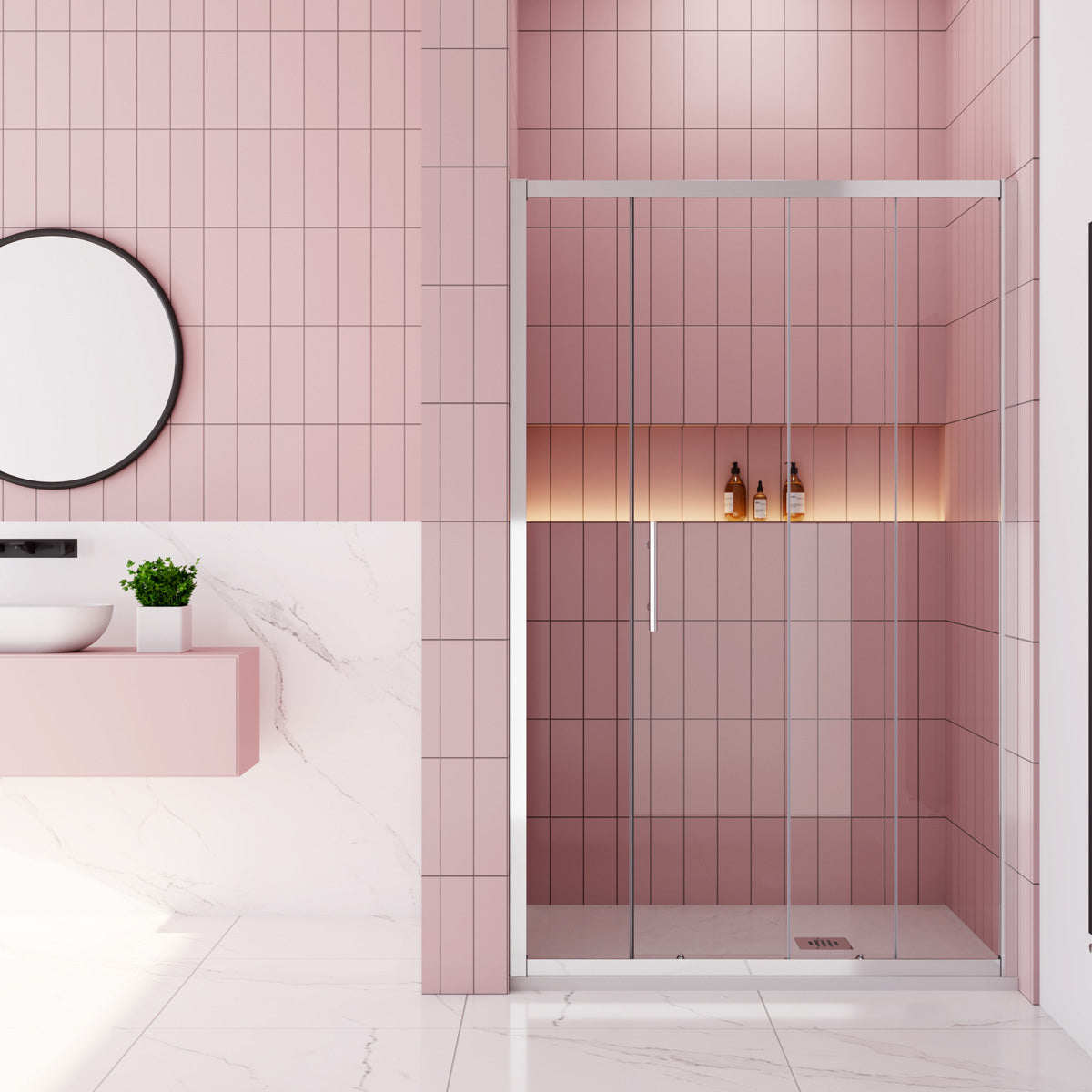 Nischentür 100 cm Höhe 190 cm Schiebetür Dusche Duschabtrennung