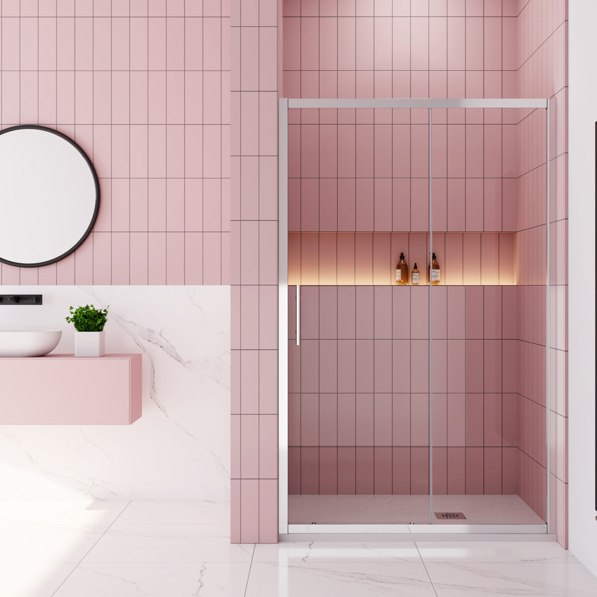 Nischentür 100 cm Höhe 190 cm Schiebetür Dusche Duschabtrennung