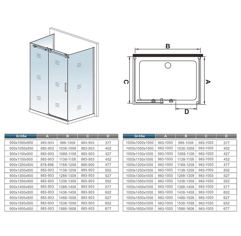 Schiebetür Duschkabine duschtür Glas dusche