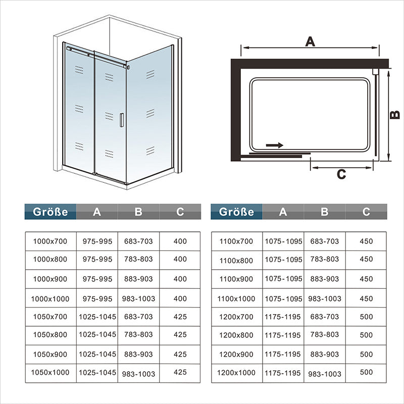 Schiebetür Duschkabine duschtür Glas