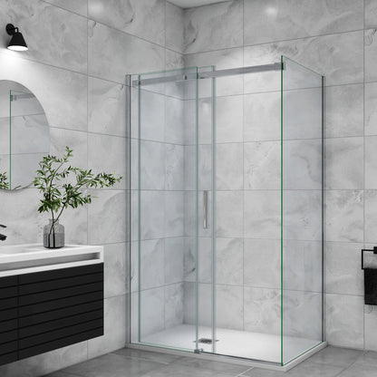 Duschtür+Seitenwand Schiebetür 120x90 cm Glasstärke 6mm Dusche Duschabtrennung Duschkabine