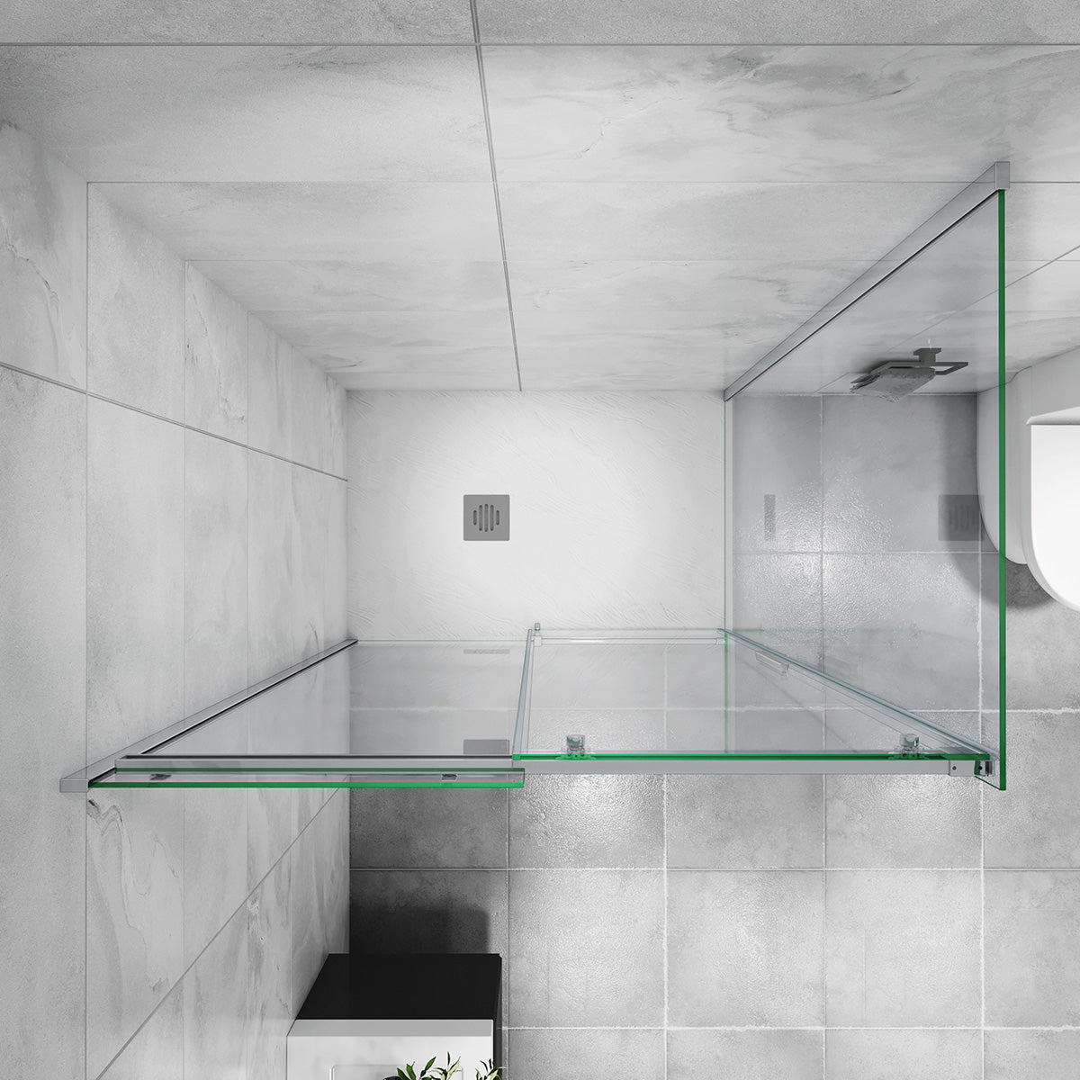 Duschtür+Seitenwand 120x80 cm Glasstärke 6mm Dusche Duschabtrennung Duschkabine Schiebetür