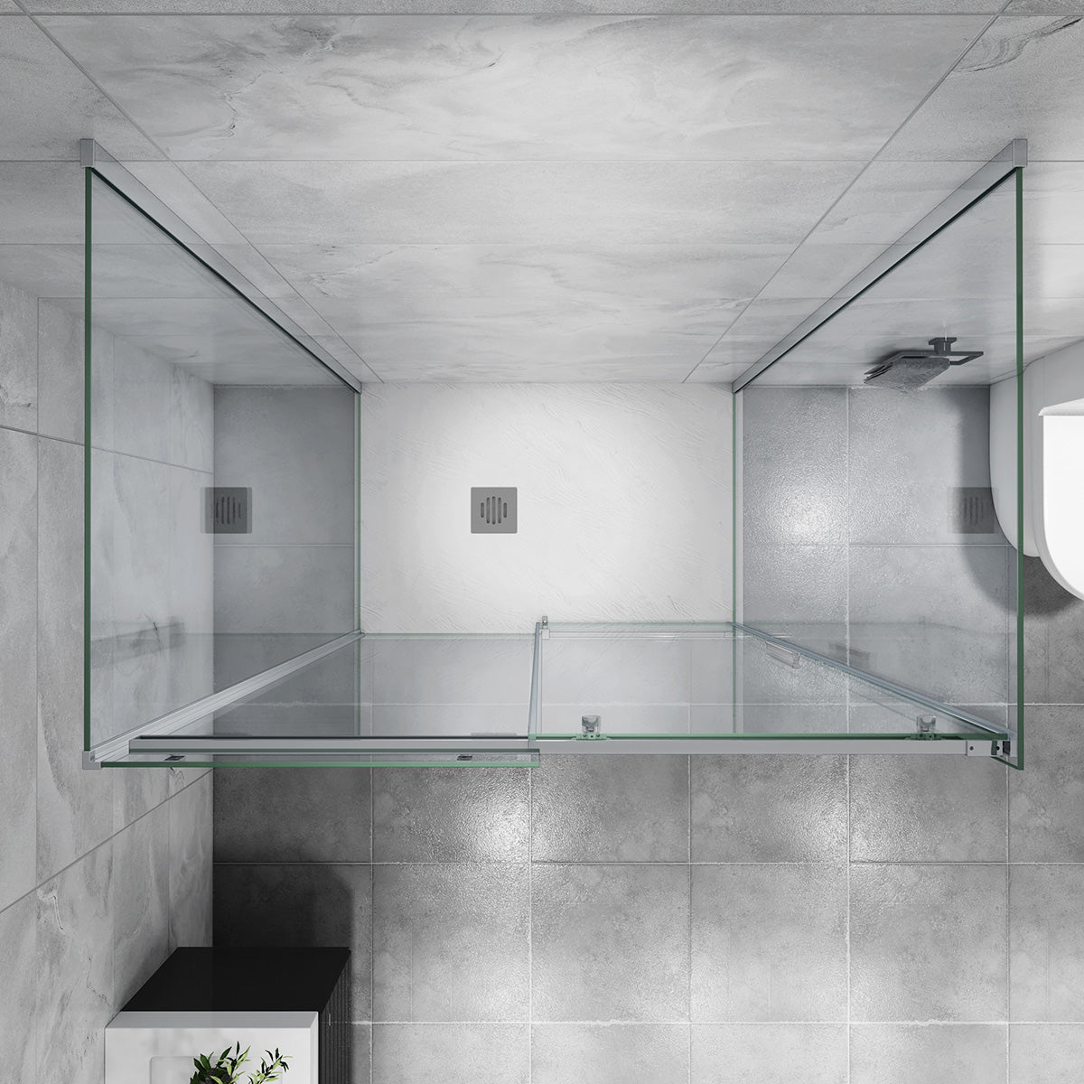 U-Form Schiebetür Seitenwand Duschkabine Dusche Duschabtrennung 160x80 cm Glasstärke 6mm