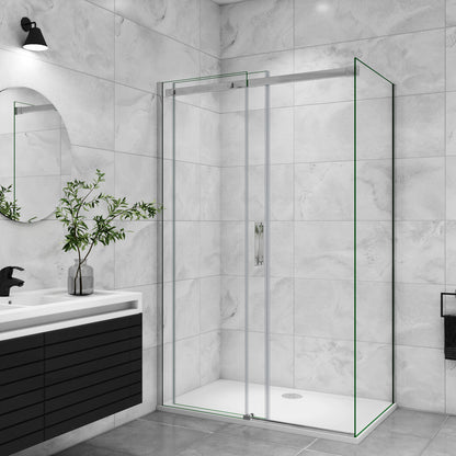 Duschtür+Seitenwand Schiebetür 110x70 cm Glasstärke 8mm Dusche Duschabtrennung Duschkabine