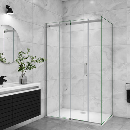 Duschtür+Seitenwand 120x100 cm Glasstärke 8mm Schiebetür Dusche Duschabtrennung Duschkabine