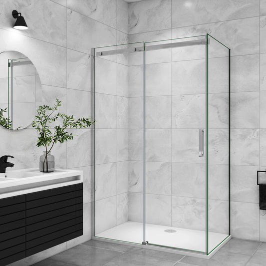 Duschtür+Seitenwand Duschkabine Dusche 140x90 cm Glasstärke 8mm Schiebetür Duschabtrennung