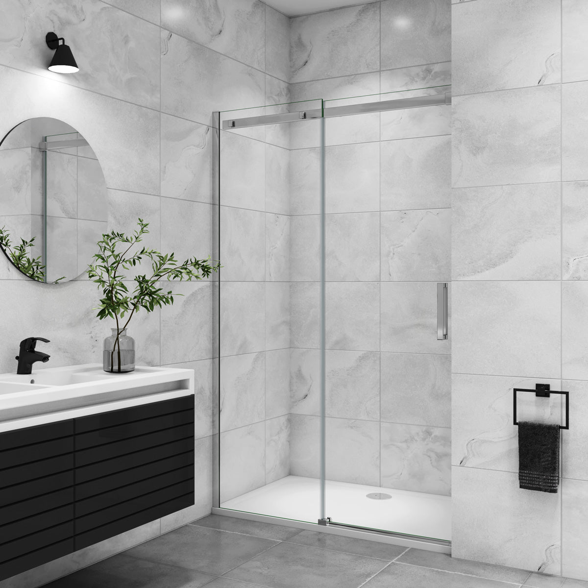 Nischentür 120 cm Glasstärke 8mm Schiebetür Dusche Duschabtrennung