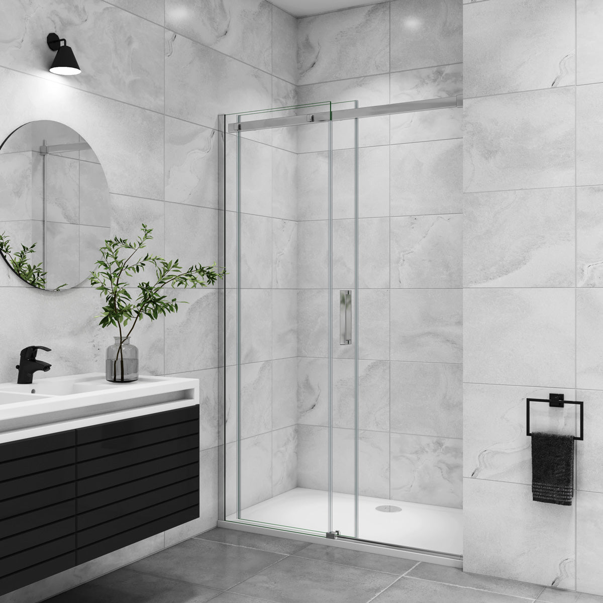 Nischentür 120 cm Glasstärke 8mm Schiebetür Dusche Duschabtrennung