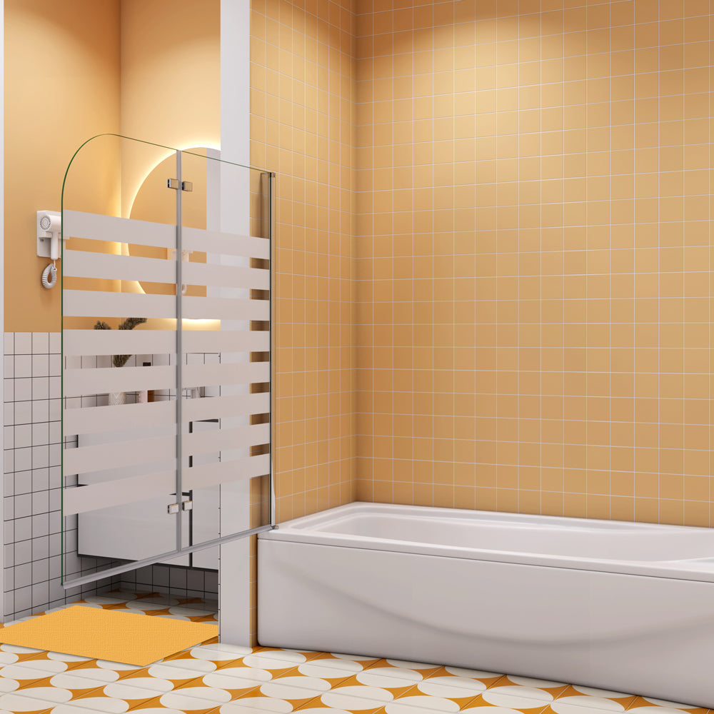 Badewannenaufsatz 120 cm H.140 cm Chrom Duschwand für Badewanne 6 mm NANO Glas