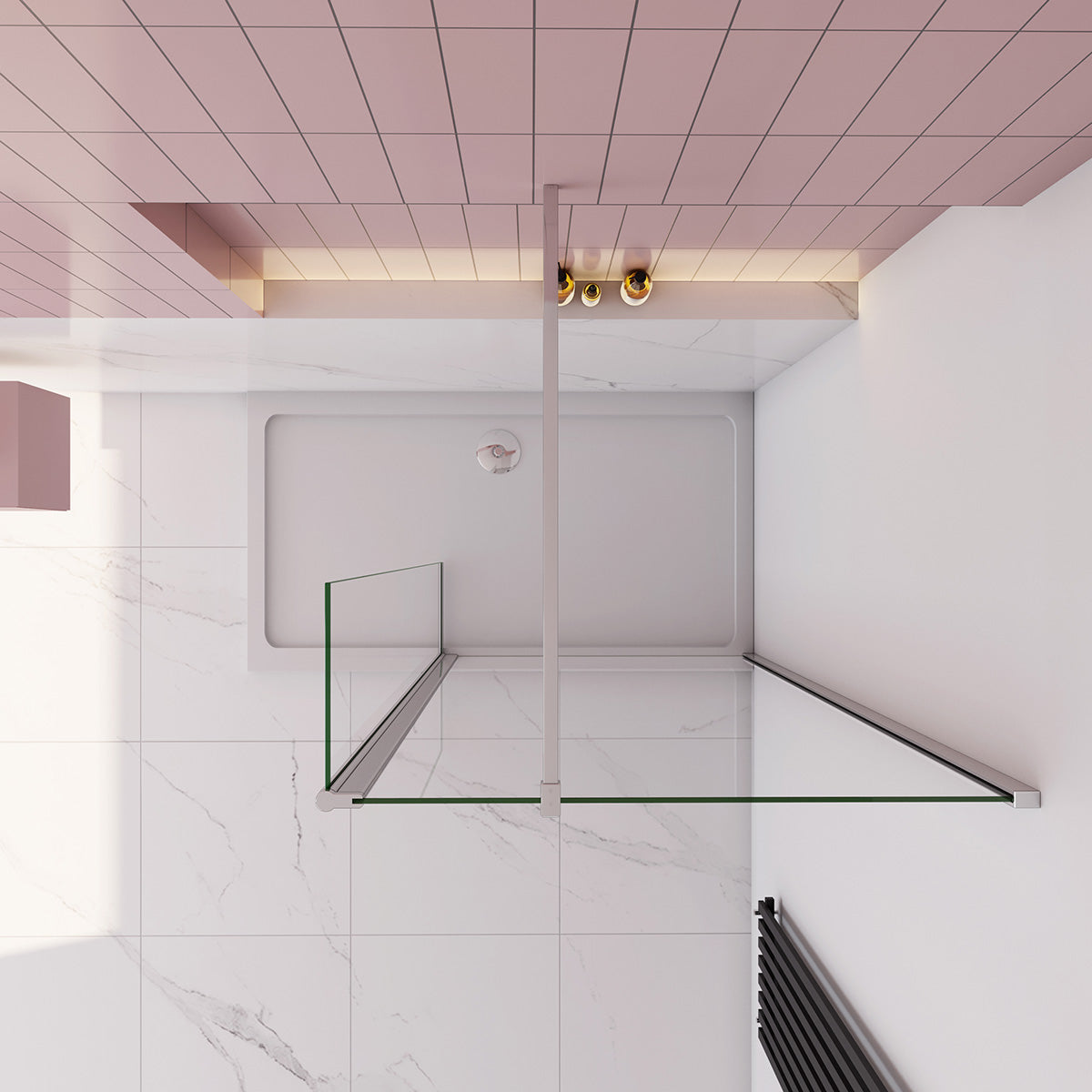 Duschabtrennung Duschkabine Walk in Duschwand mit Stabistange Dusche 85 cm Höhe 200cm