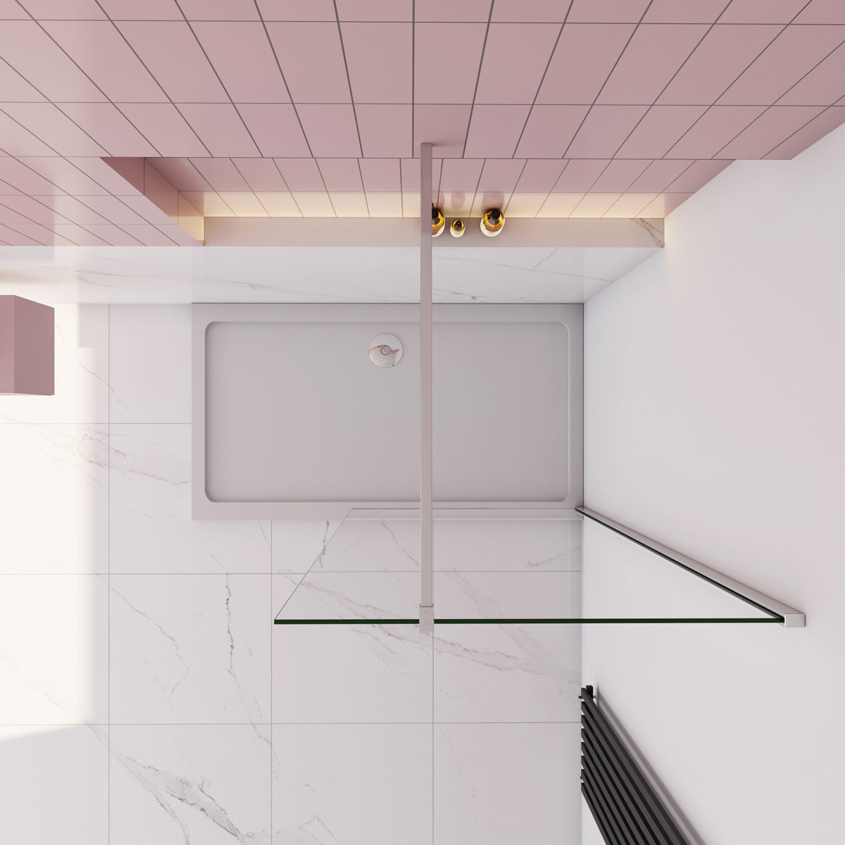 Walk in Duschwand 60 cm H.200 cm 10mm Glas mit Stabistange Dusche Duschabtrennung Duschkabine